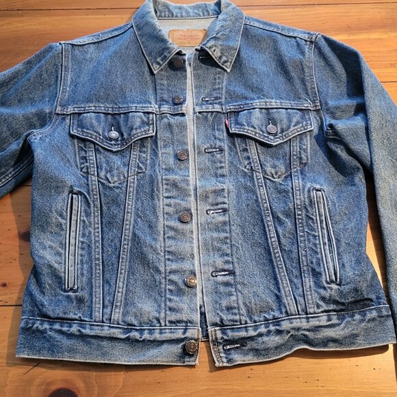 Vintage 80's Levi's Denim Trucker Jacket Red Tab Size 40R Made in USA 70506-0216 - Picture 4 of 16